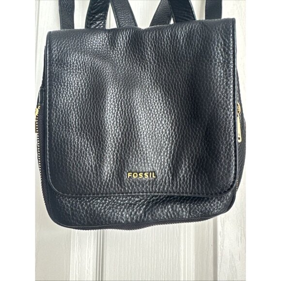 Fossil Purse Bag Backpack Black Small Leather Compact Design - Picture 3 of 11